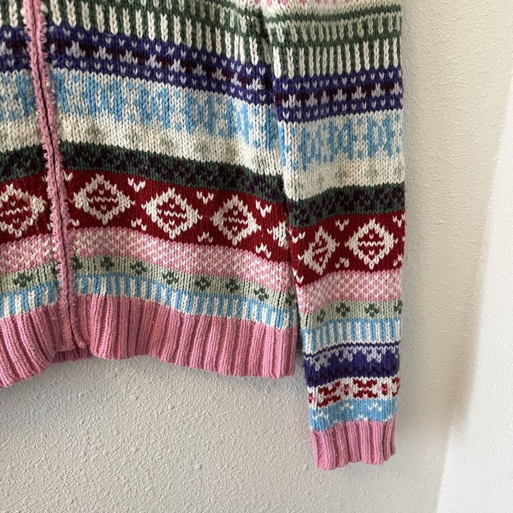 Vintage Y2K Cardigan Sweater Girls XL Fair Isle Full Zip Colorful Ski So Real - Picture 4 of 15